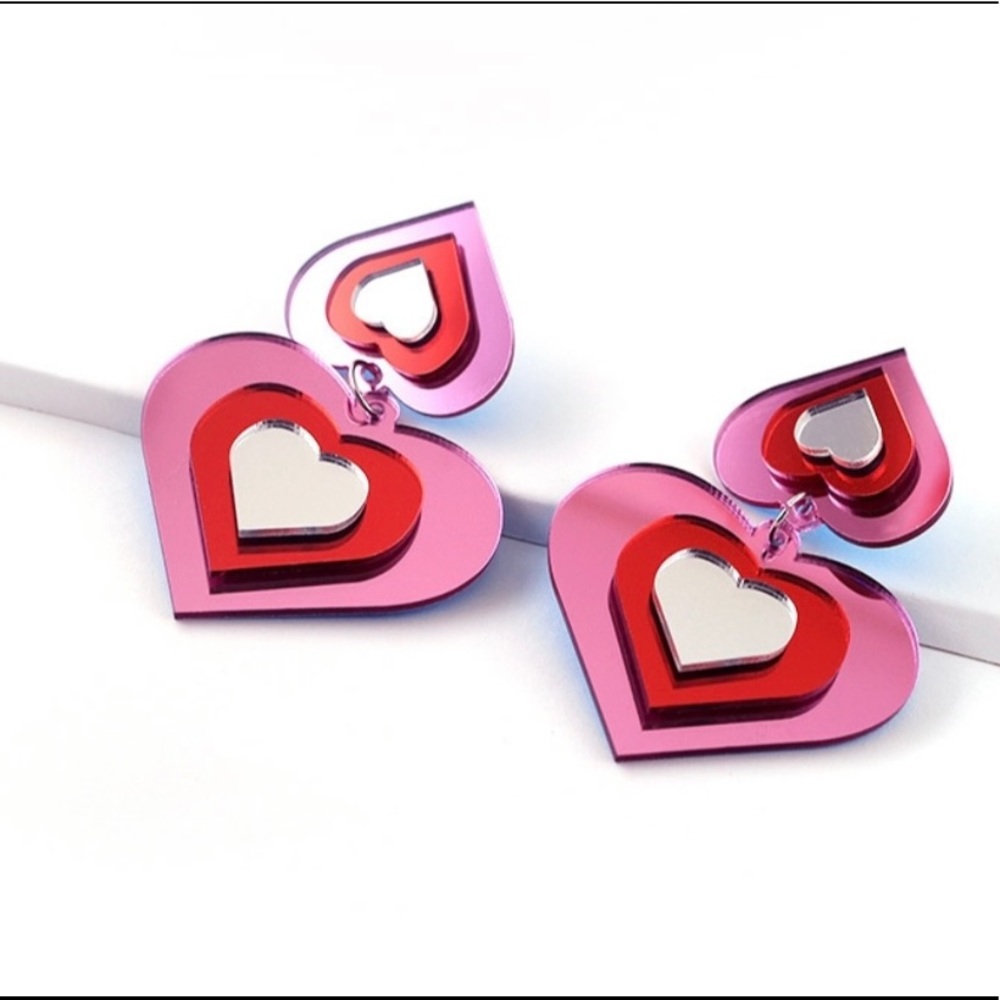Acrylic Heart Earrings